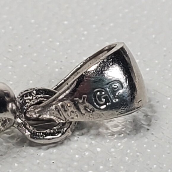 Vintage Italian Sterling Silver Chain with Crystal Cross Like Pendant - Picture 10 of 16